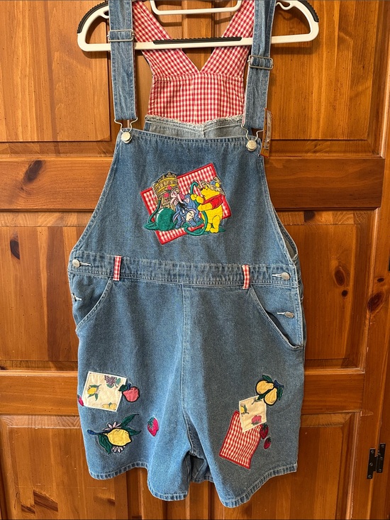 Disney Other - NWT Winnie the Pooh Denim Short Overalls with Picnic Patchwork XL